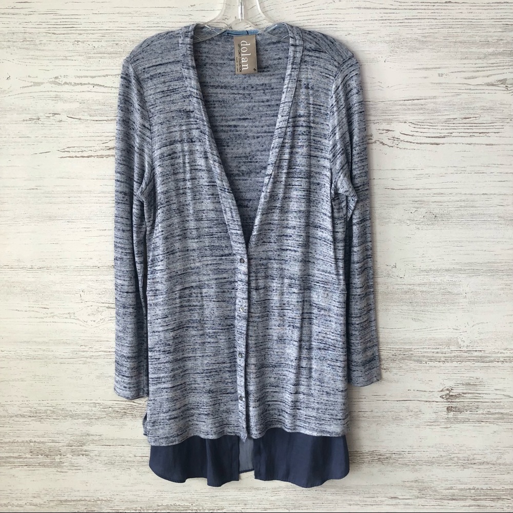 *3/$20* ANTHROPOLOGIE DOLAN Tunic Mixed Fabric Teacher Cardigan M